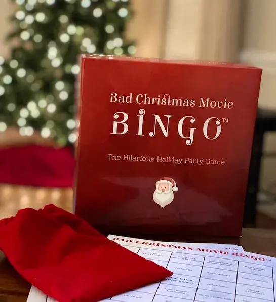 white elephant gift ideas with Bad Christmas Movie Bingo