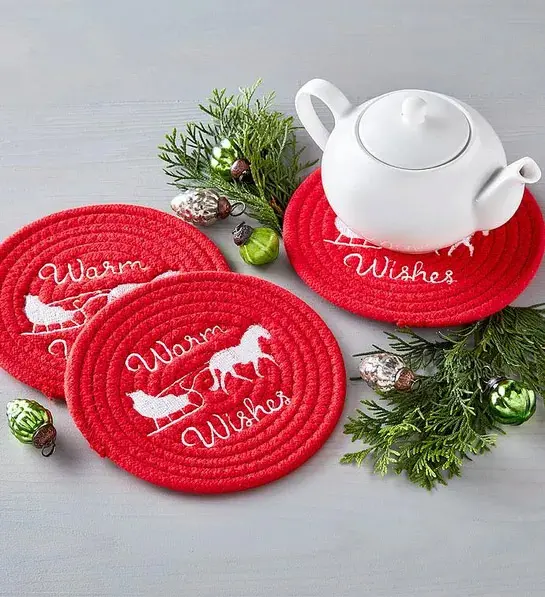 white elephant gift ideas with Warm Wishes Holiday Trivets