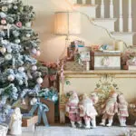 decorating for winter with vintage pink santa