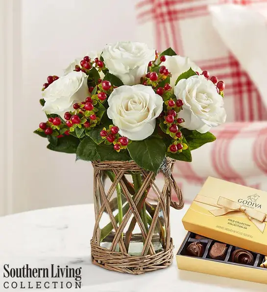 trending christmas flowers and wreaths with Happy Holiday Bouquet by Southern Living