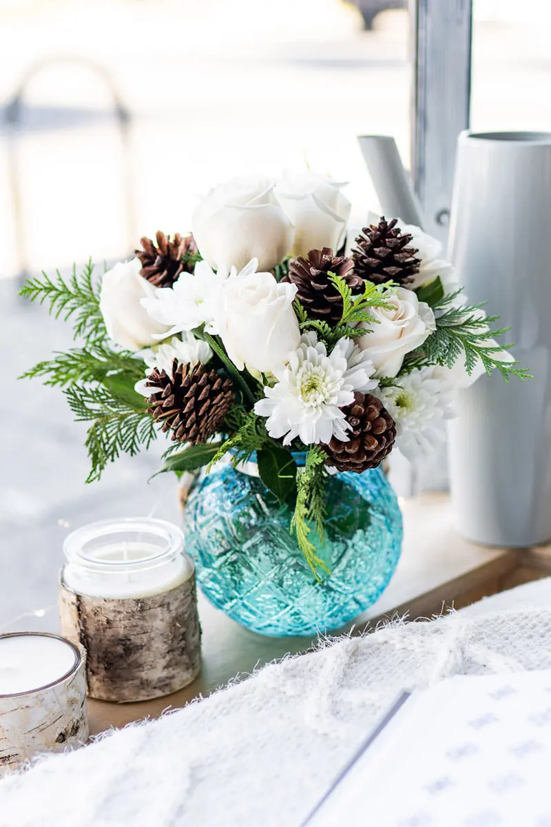 winter flower ideas with winter floral arrangement