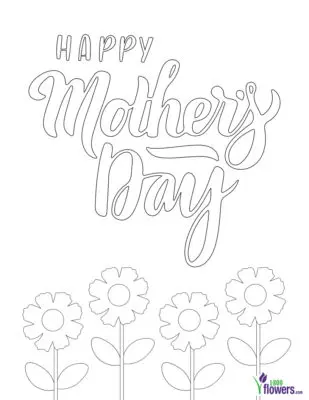 Flowers Mothers Day Printable Coloring Card