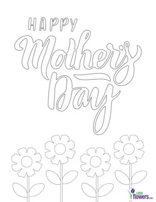 Flowers Mothers Day Printable Coloring Page