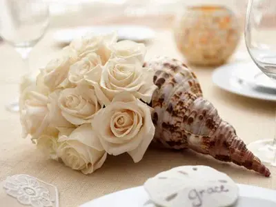 White Roses and Shell Place Setting