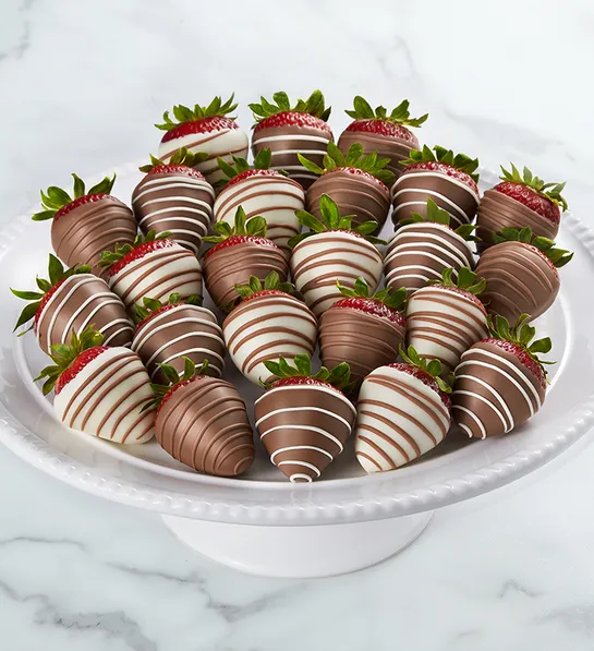 Valentines day card messages with drizzled strawberries