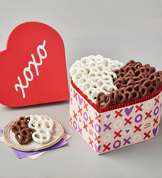 Valentines day party with covered pretzels gift