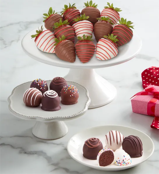 Valentines day party with truffles and strawberries