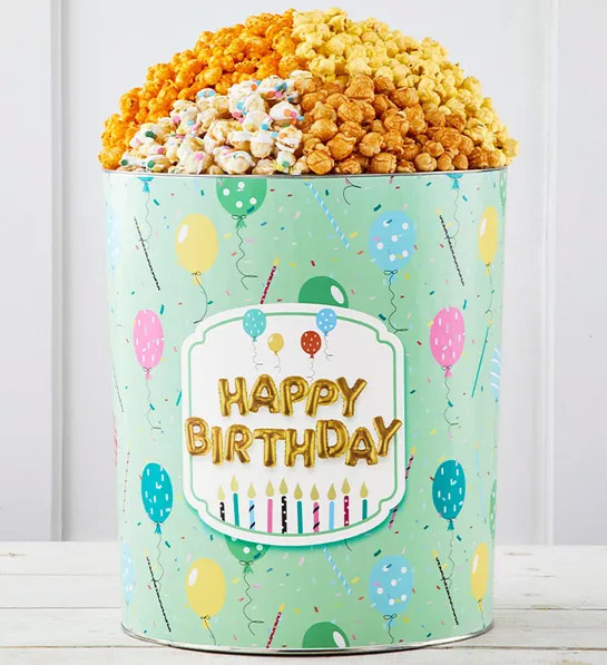 Regalos de cumpleaños para hombres con latas de palomitas