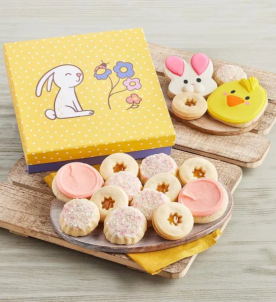 Easter basket stuffers with easter cookie gift box