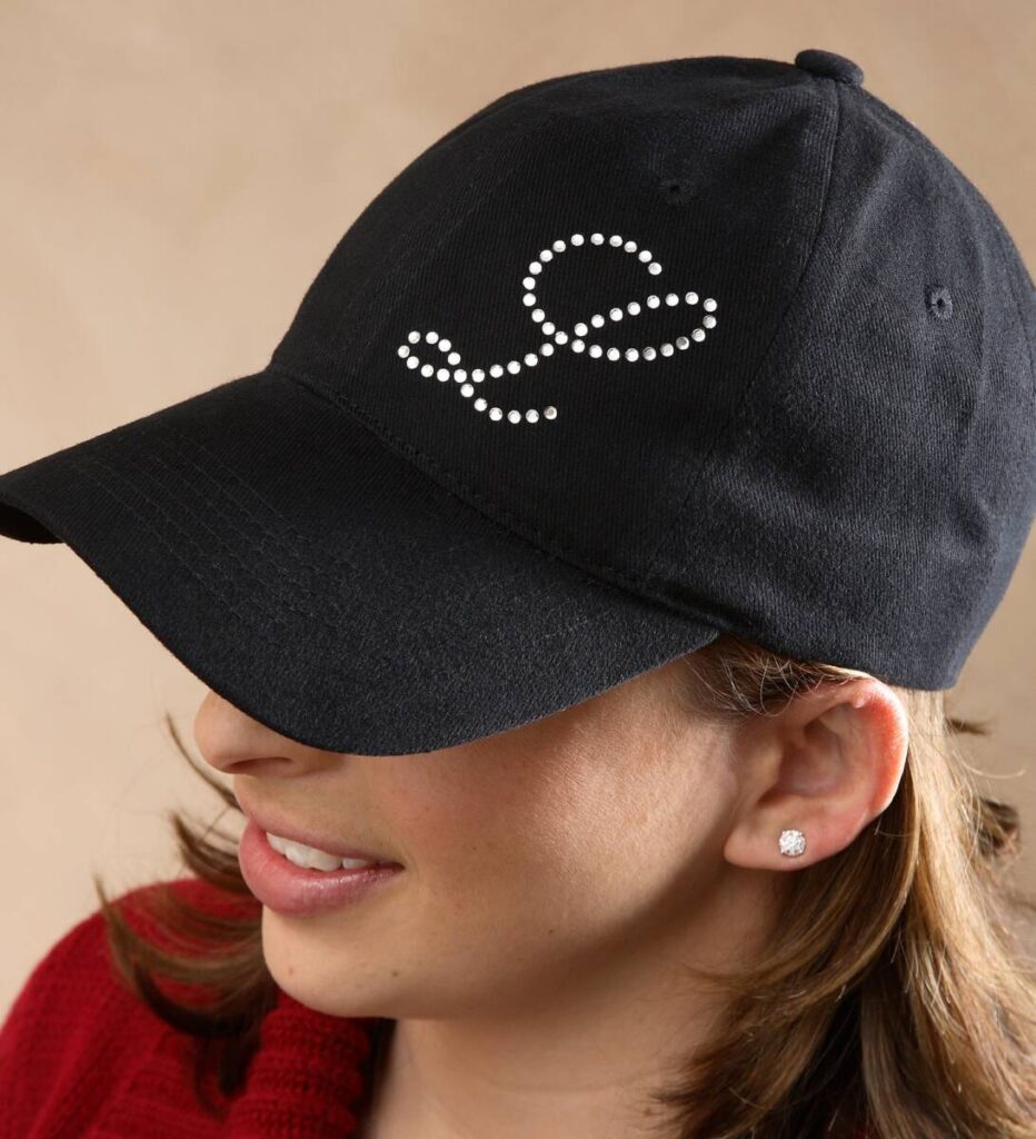 birthday gifts for aries with Rhinestone Monogram Baseball Cap