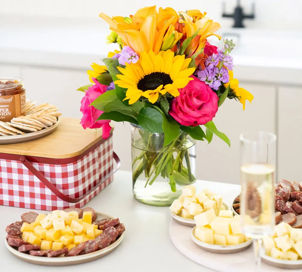 spring birthdays with wine cheese and meat