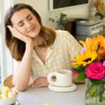 spring self care ideas with woman relaxing at table