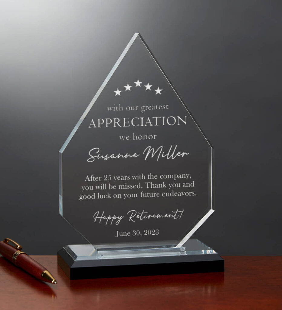 administrative professionals day gift ideas with Greatest Appreciation Personalized Diamond Award