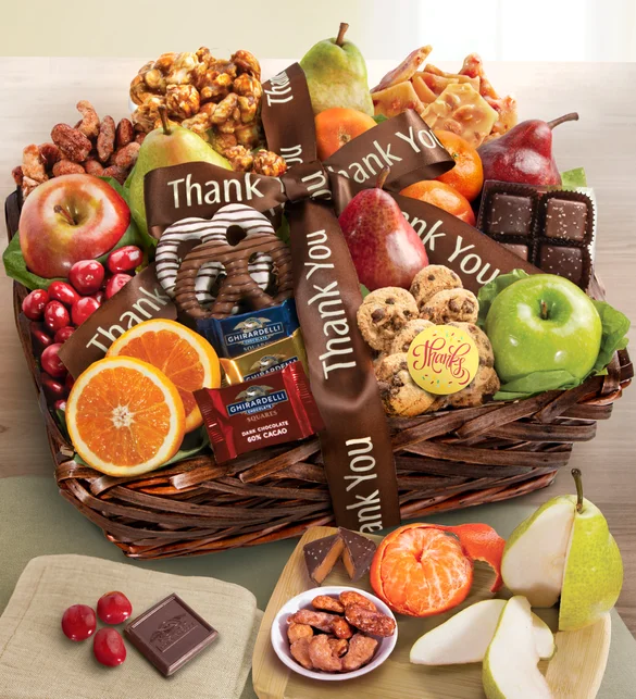 administrative professionals day gift ideas with Thank You Fruit Sweets Gift Basket