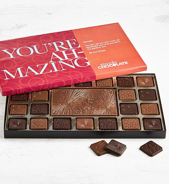 gifts for teachers with Simply Chocolate® Youre Amazing Personalized Box