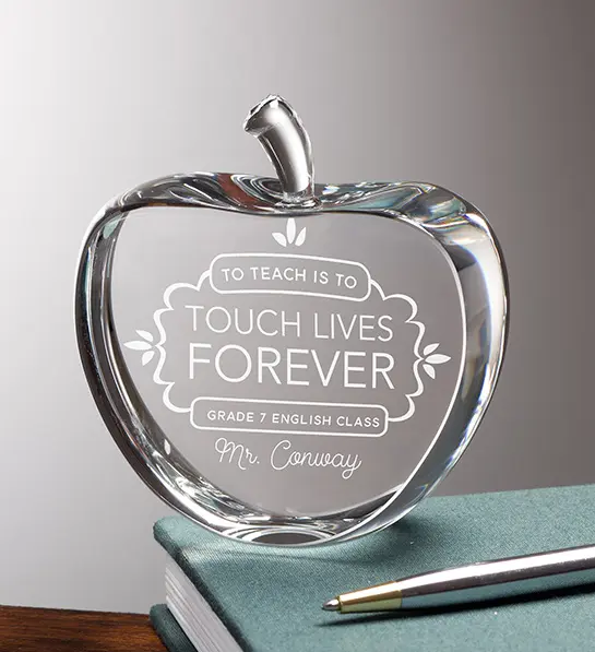 gifts for teachers with Teaching Touches Lives Personalized Crystal Apple Keepsake