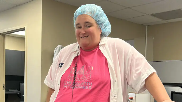 Heather Robertson shift-frosting supervisor at Cheryl's Cookies.