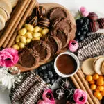 mothers day dessert board with truffle brownie cookies