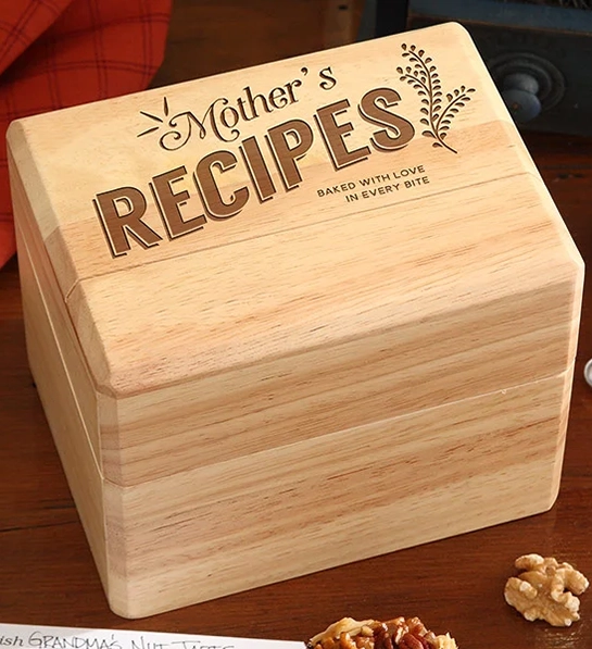 mothers day gift ideas Her Recipes Personalized Recipe Box