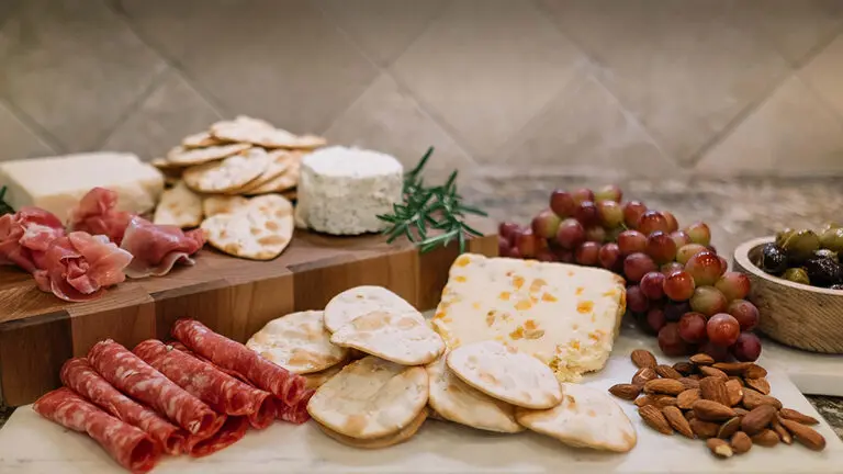 valley lahvosh baking company crackers with charcuterie and fruit