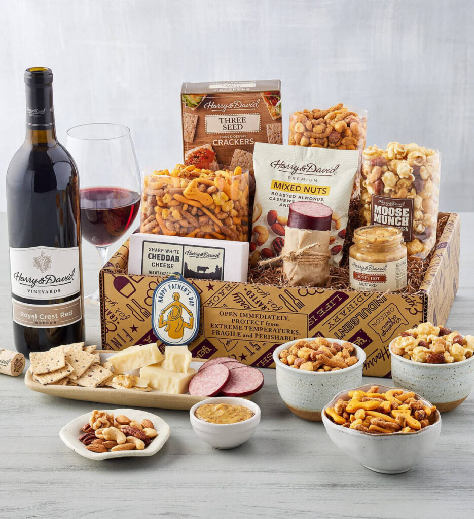 Father's Day gift ideas with the Dads Savory Snack Box with Wine
