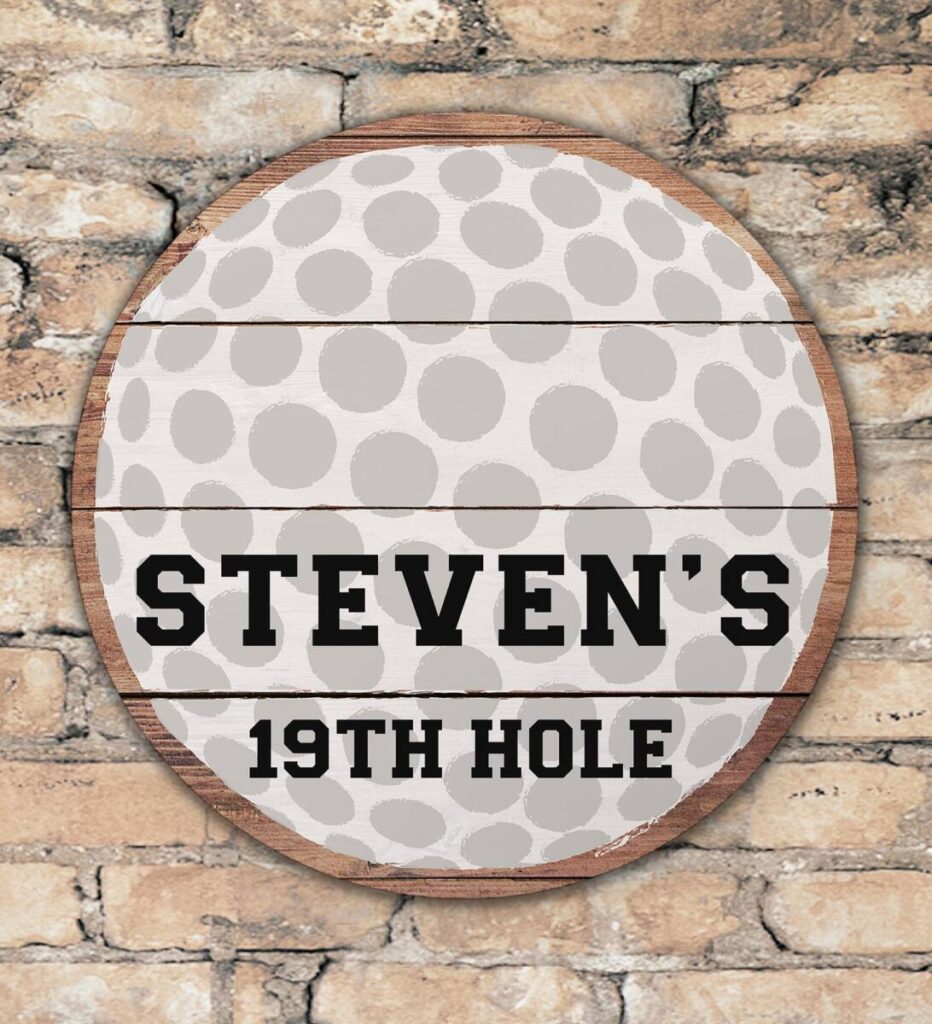 golf gift ideas with wood wall sign