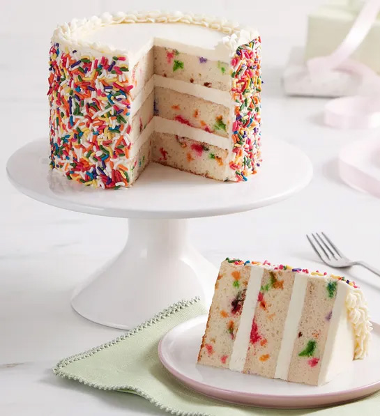 belated birthday wishes Rainbow Sprinkle Celebration Cake
