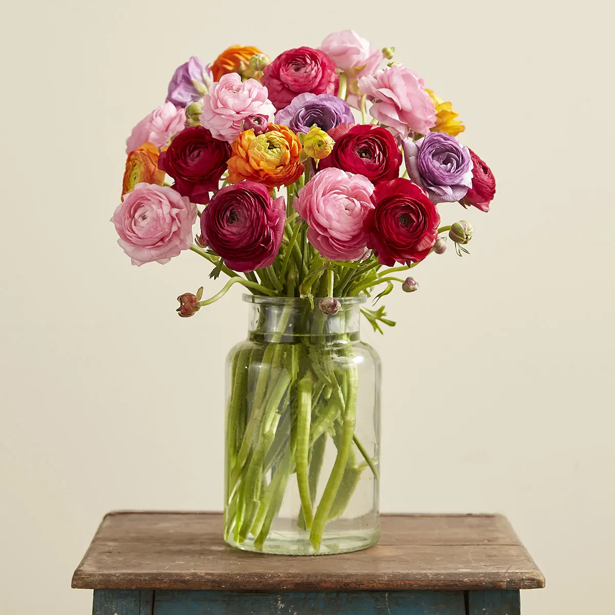 ranunculus flowers on table