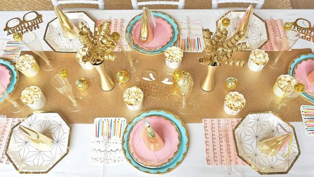 golden birthday tablescape