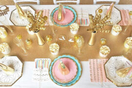golden birthday tablescape