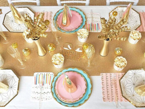golden birthday tablescape