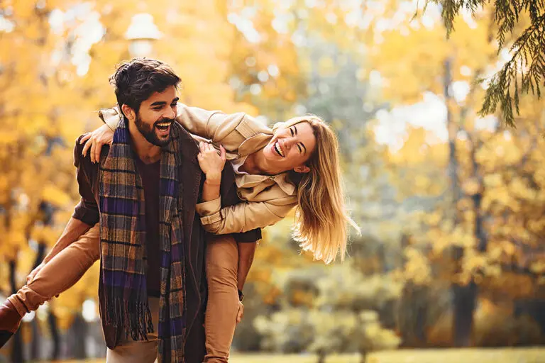 Couple enjoying fall's arrival