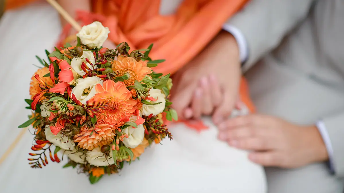 bride with flowers