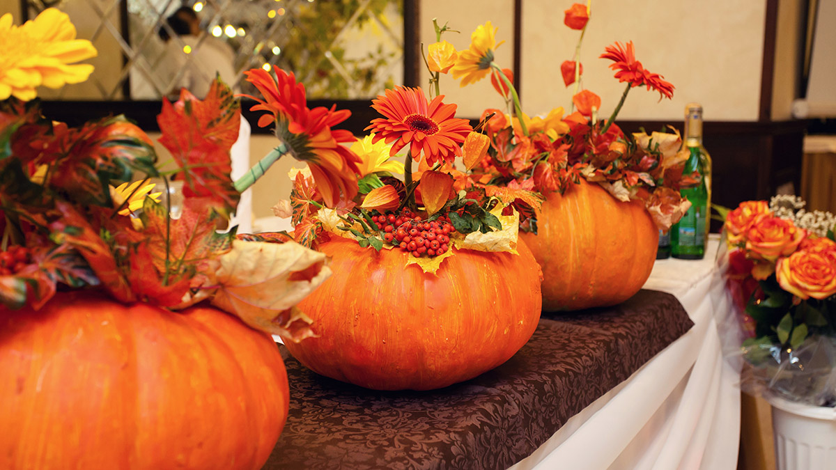 autumn decor in the form of pumpkins