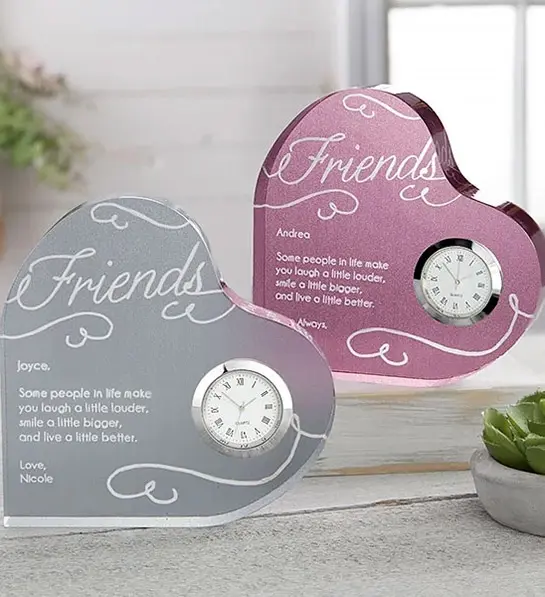 best friend birthday gifts Friends Forever Personalized Colored Heart Clock