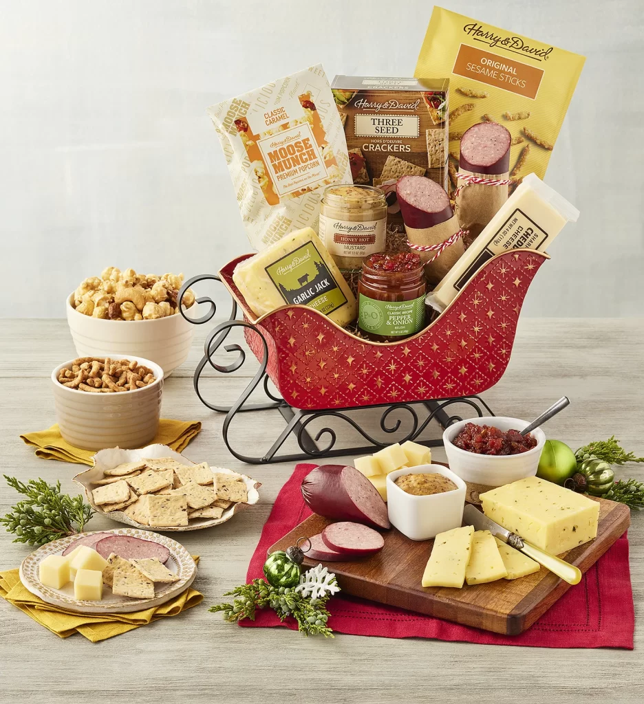 christmas gift ideas for him meat and cheese sleigh gift