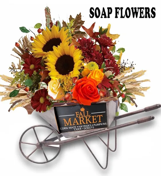 fall gifts Fall Harvest Soap Flower Wheelbarrow