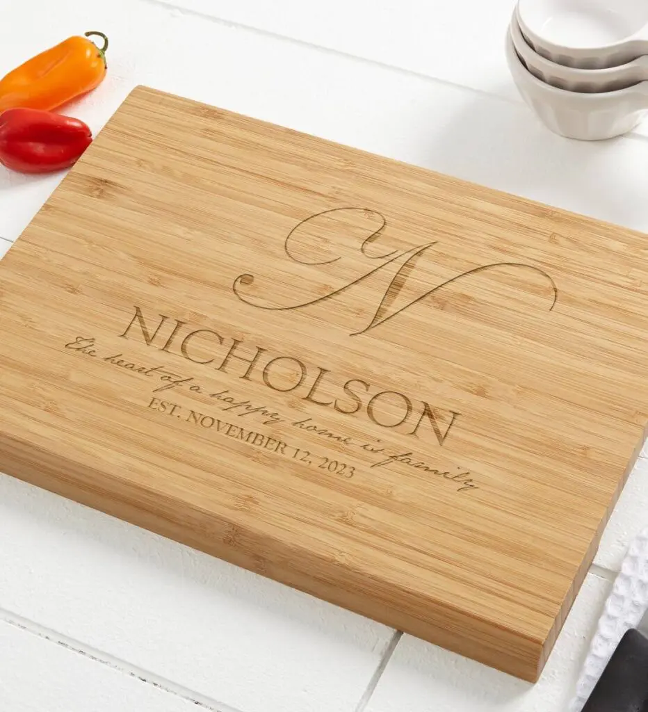 holiday gift guide Personalized Bamboo Cutting Board