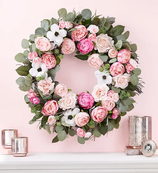 november birth flowers Pink Peony Wreath