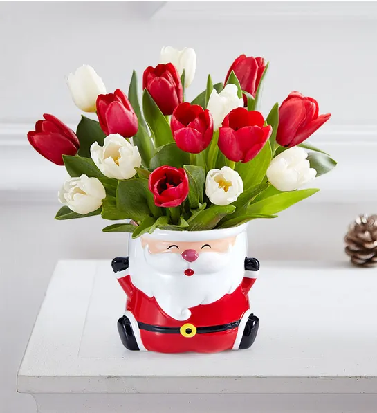 trending christmas flowers and wreaths Santas Merry Christmas Tulips