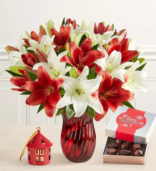 trending christmas flowers and wreaths holiday lily bouquet