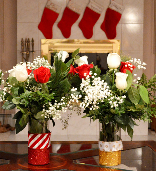 Christmas table design ideas glitter vases
