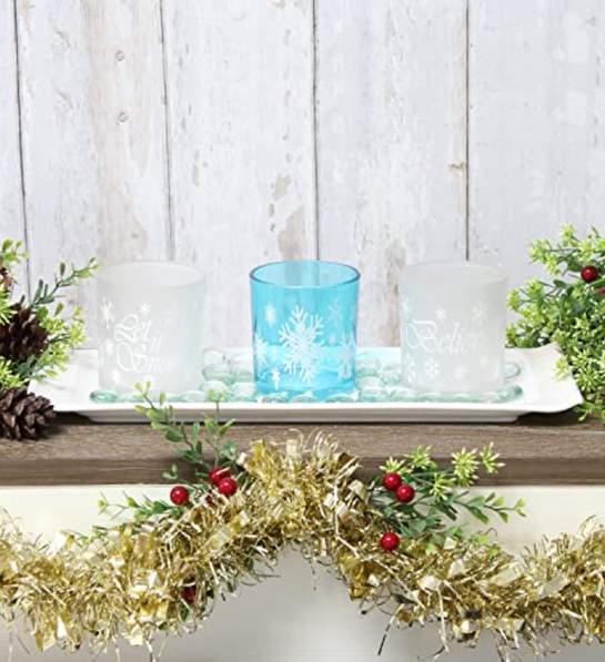 christmas table design ideas Winter Wonderland Candle Set
