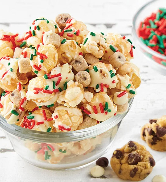 stocking stuffer ideas Holiday Cookie Dough Popcorn