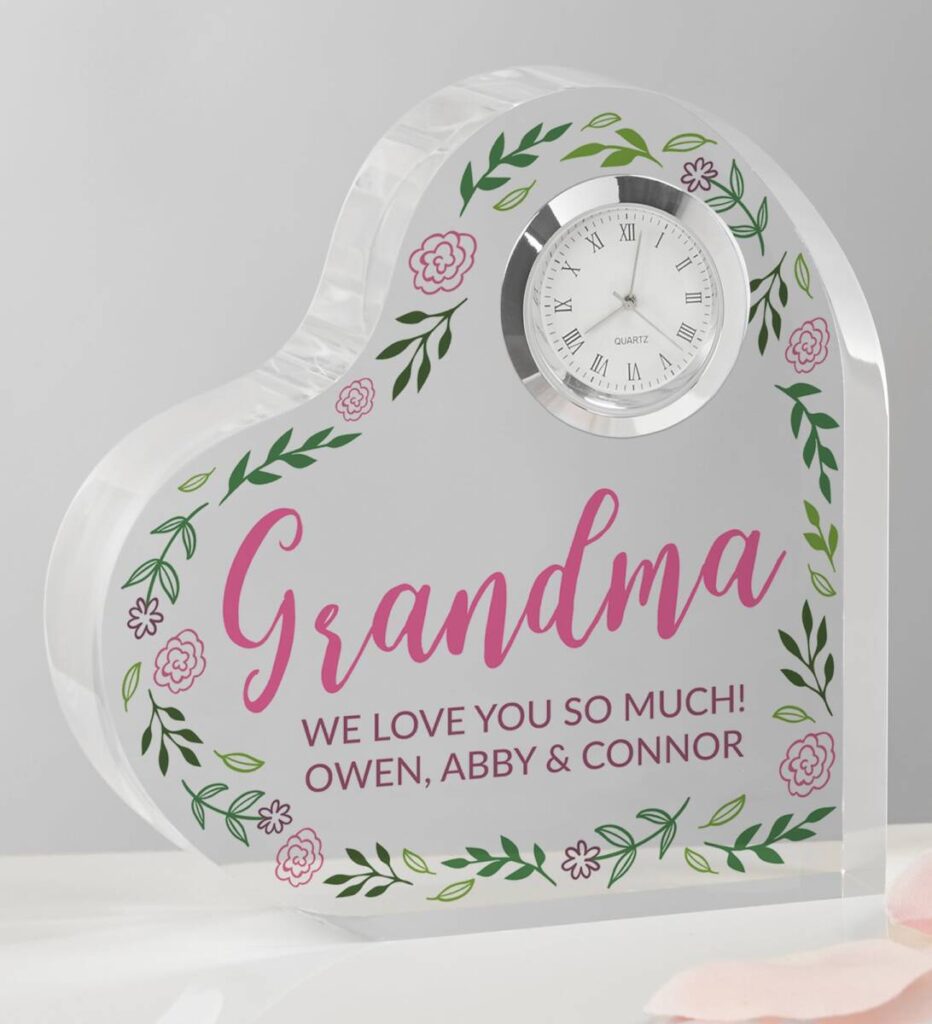 milestone birthdays Grandma Personalized Colored Heart Clock