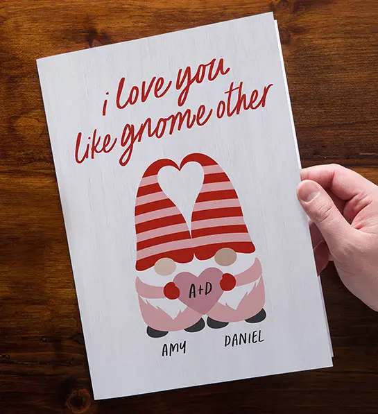 ideas for valentines day gifts Gnome Personalized Valentines Day Oversized Greeting Card