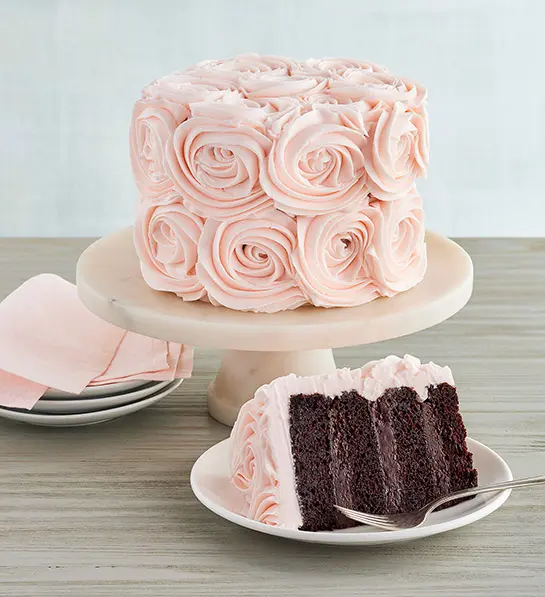 last minute valentines day gifts Pink Rose Chocolate Cake