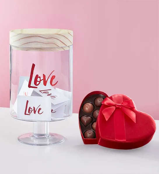 last-minute valentine's day gift ideas The Love Glass Jar With Chocolate