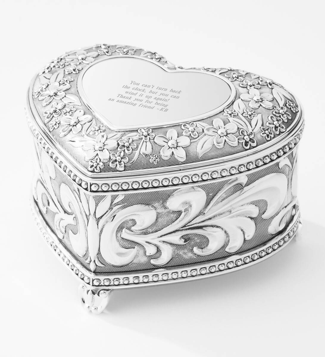 songs with valentine in the title Engraved Friendship Floral Heart Music Box