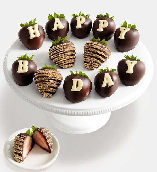 happy birthday wishes Belgian Chocolate Covered Strawberries